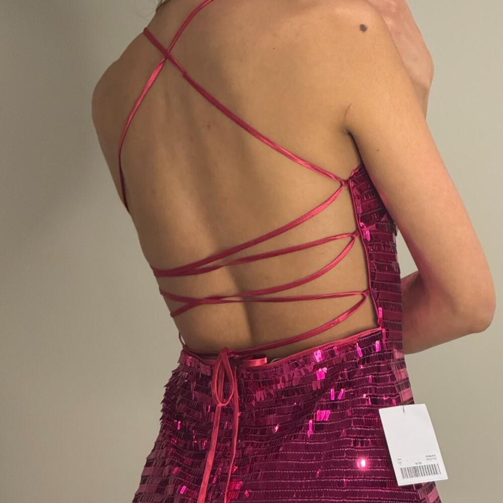 Pink Sequined Mini Dress - Picture 5 of 6